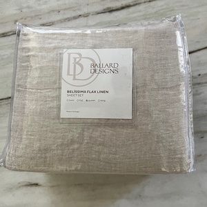 Ballard Designs - Bellisima Flax Linen Sheet Set - (Queen in Natural Flax).